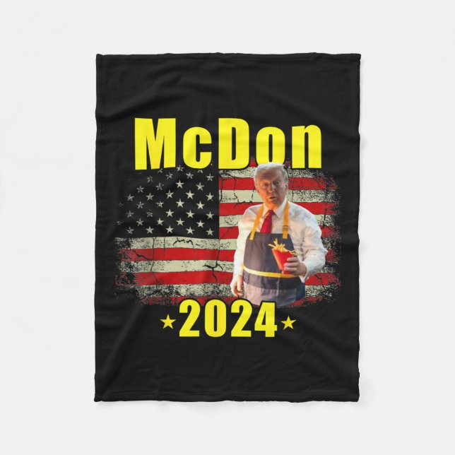Mcdon 2024 Funny Donald Trump French Fry Cooking F Fleece Blanket (Front)