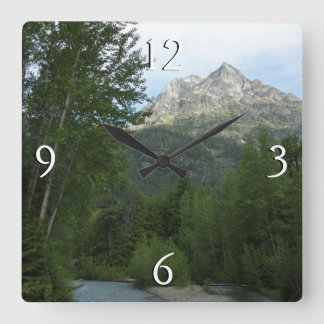 McDonald Creek at Glacier National Park Square Wall Clock
