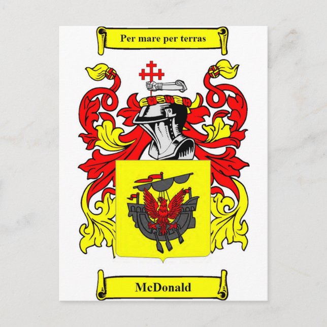 McDonald (English) Coat of Arms Postcard (Front)