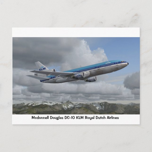 McDonnell Douglas DC-10 of KLM Royal Dutch Airline Postcard (Front)
