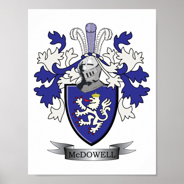 McDowell Family Crest Coat of Arms Poster (Front)