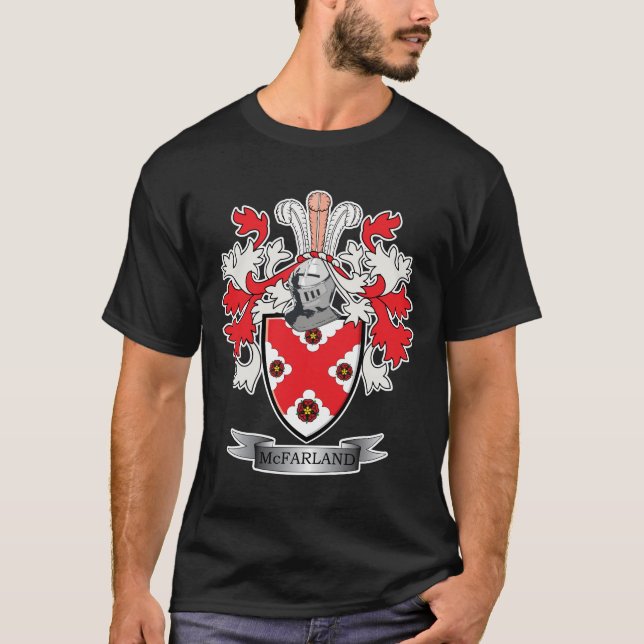 McFarland Family Crest Coat of Arms T-Shirt (Front)