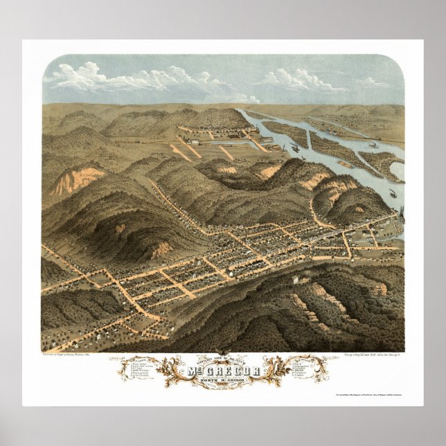 McGregor, IA Panoramic Map - 1869 Poster (Front)
