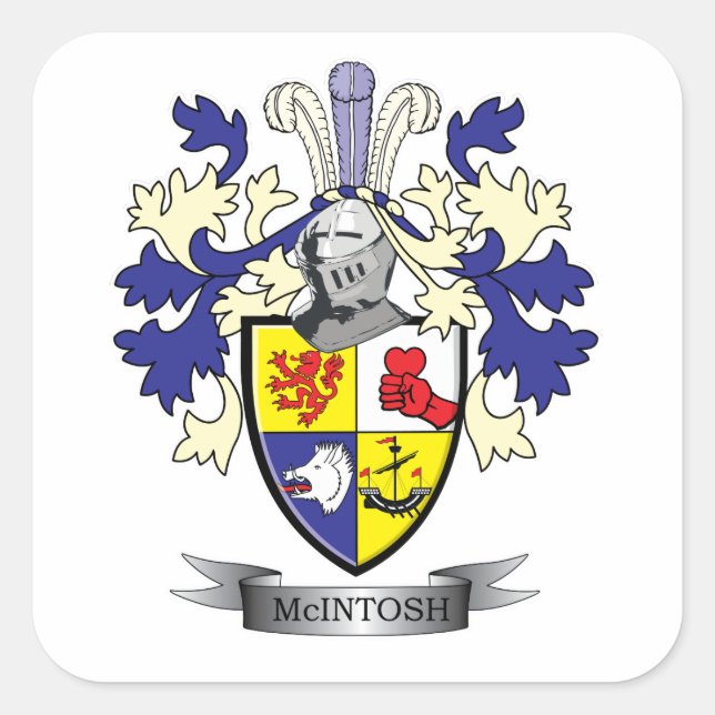 McIntosh Family Crest Coat of Arms Square Sticker (Front)
