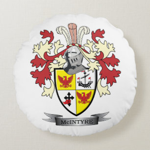 McIntyre Family Crest Coat of Arms Round Cushion