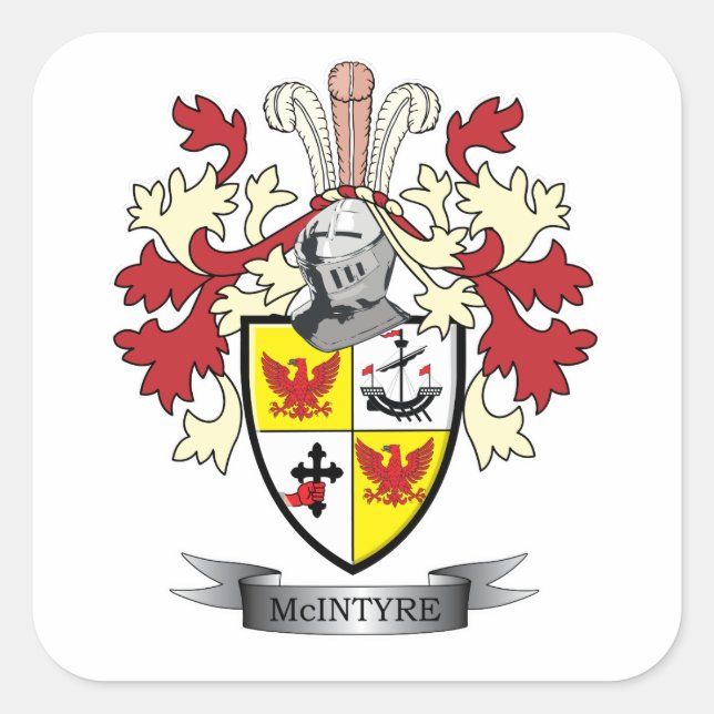 McIntyre Family Crest Coat of Arms Square Sticker (Front)