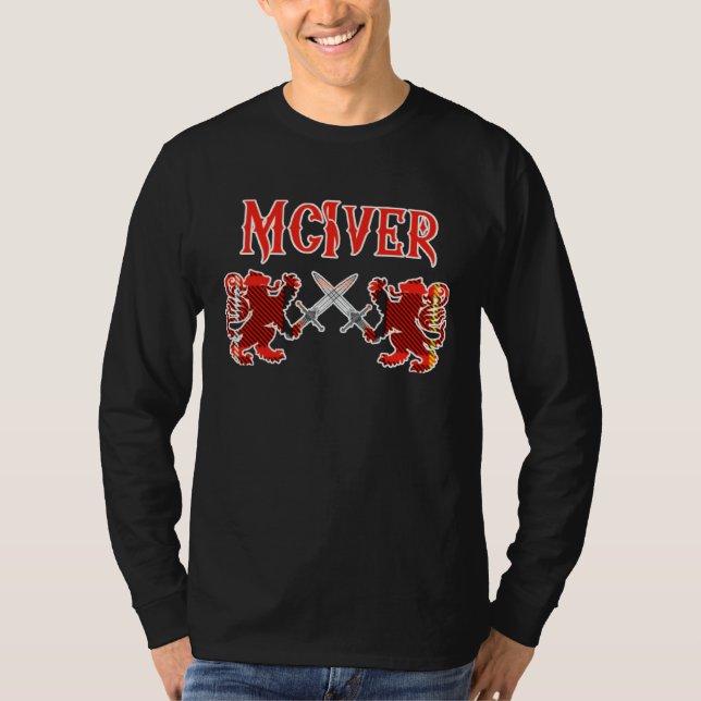 McIver Scottish Clan Lion Family Tartan T-Shirt (Front)