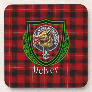 McIver Scottish Clan Tartan & Crest Coaster