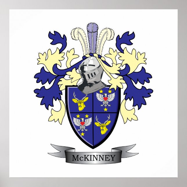 McKinney Family Crest Coat of Arms Poster (Front)