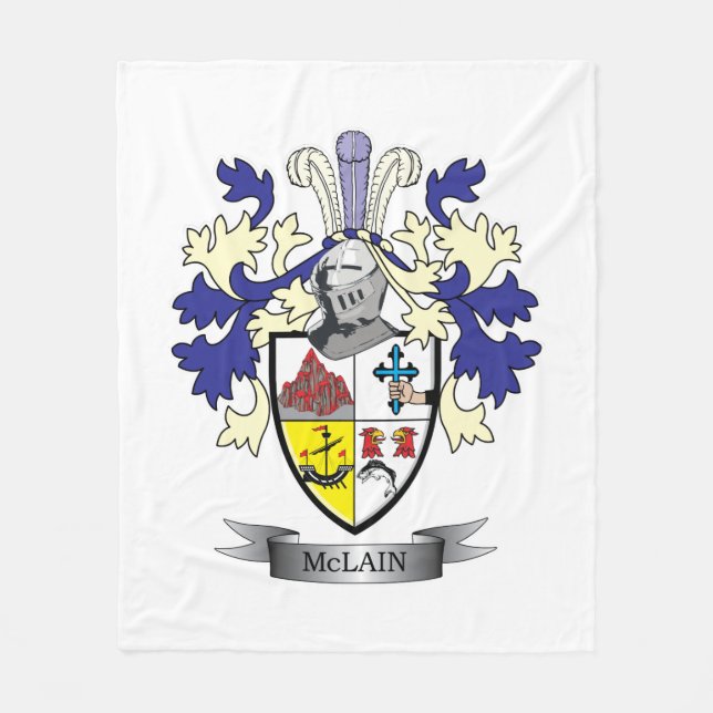McLain Family Crest Coat of Arms Fleece Blanket (Front)