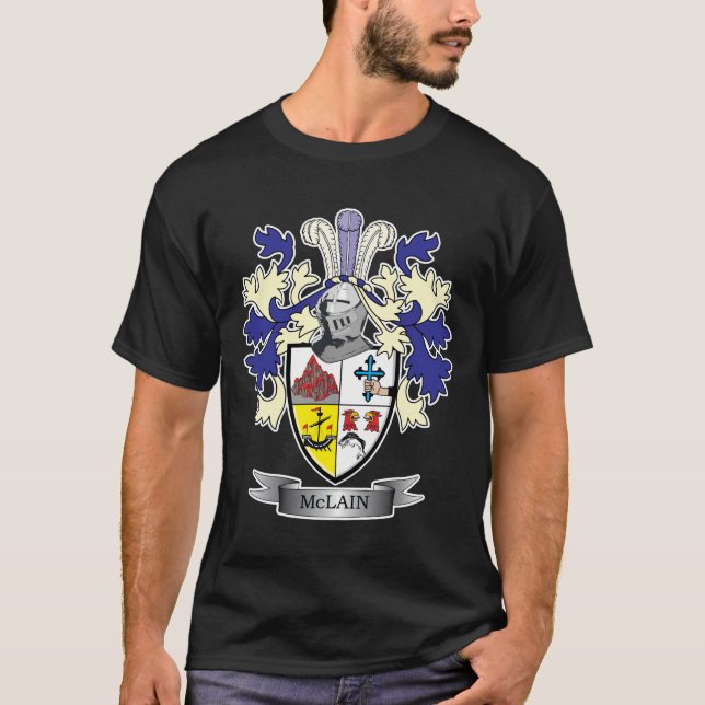 McLain Family Crest Coat of Arms T-Shirt (Front)