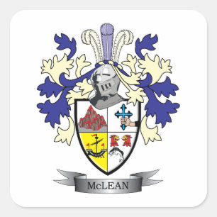 McLean Family Crest Coat of Arms TITLE Square Sticker