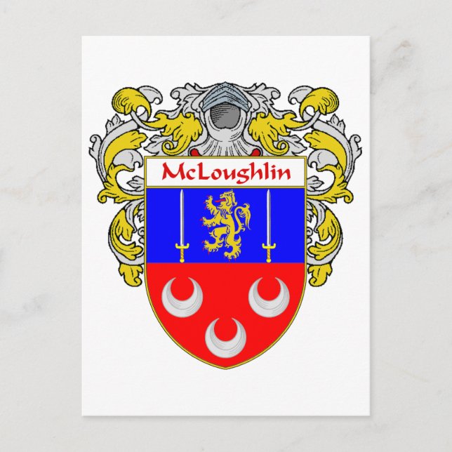 McLoughlin Coat of Arms (Mantled) Postcard (Front)