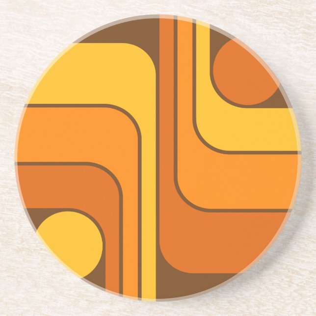 MCM 1970s Retro Style Geometric Design Coaster (Front)