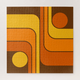 MCM 1970s Retro Style Geometric Design Jigsaw Puzzle