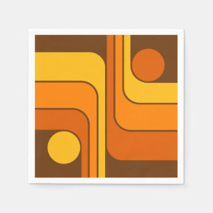 MCM 1970s Retro Style Geometric Design Napkin