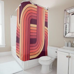MCM 1970s Retro Style Geometric Design Shower Curtain