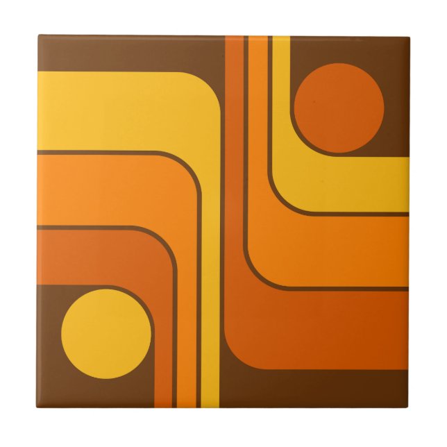 MCM 1970s Retro Style Geometric Design Tile (Front)