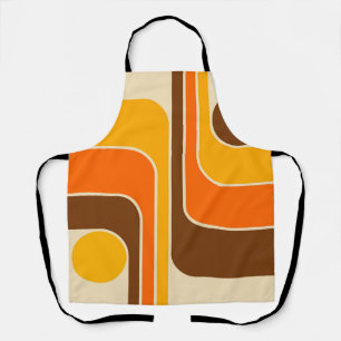 MCM 1970s Retro Style Geometric Striped Design Apron
