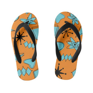 MCM Atomic Shapes Turquoise on Orange Kid's Jandals