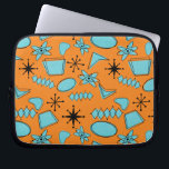 MCM Atomic Shapes Turquoise on Orange Laptop Sleeve<br><div class="desc">Hand drawn mid century modern shapes and icons digitised to design seamless patterns</div>