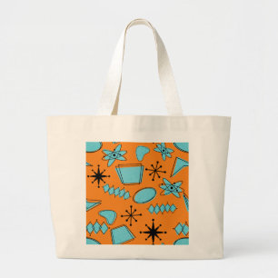 MCM Atomic Shapes Turquoise on Orange Large Tote Bag