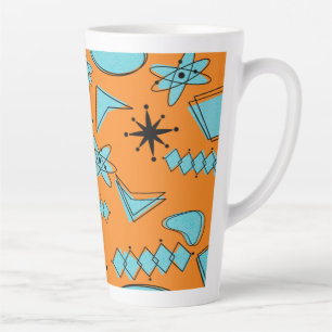 MCM Atomic Shapes Turquoise on Orange Latte Mug