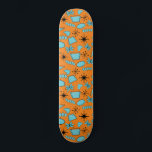 MCM Atomic Shapes Turquoise on Orange Skateboard<br><div class="desc">Hand drawn mid century modern shapes and icons digitised to design seamless patterns</div>