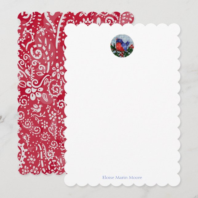 MCM Bird  paisley note card  (Front/Back)