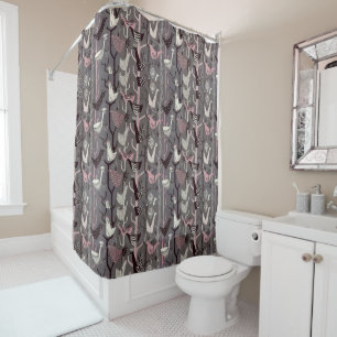 MCM Birds Chickens Ducks Pink Black Grey White Shower Curtain