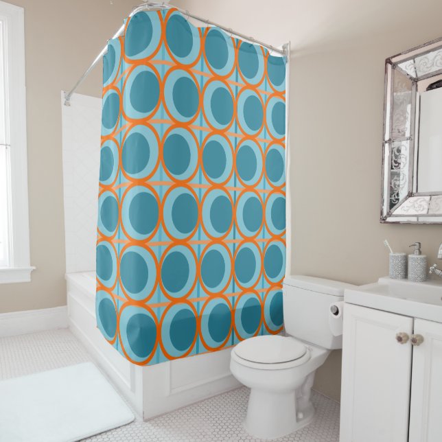 MCM Circles and Lines  Shower Curtain (In Situ)