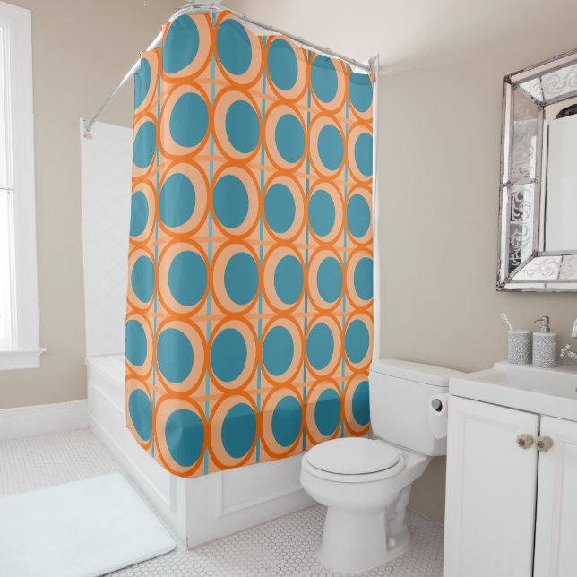 MCM Circles and Lines Shower Curtain (In Situ)