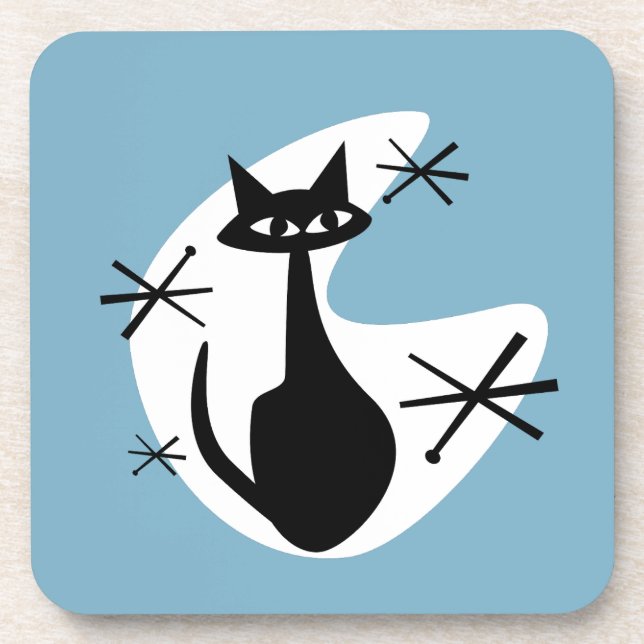 MCM Coasters Atomic Age Kitty Boomerang Starbursts (Front)