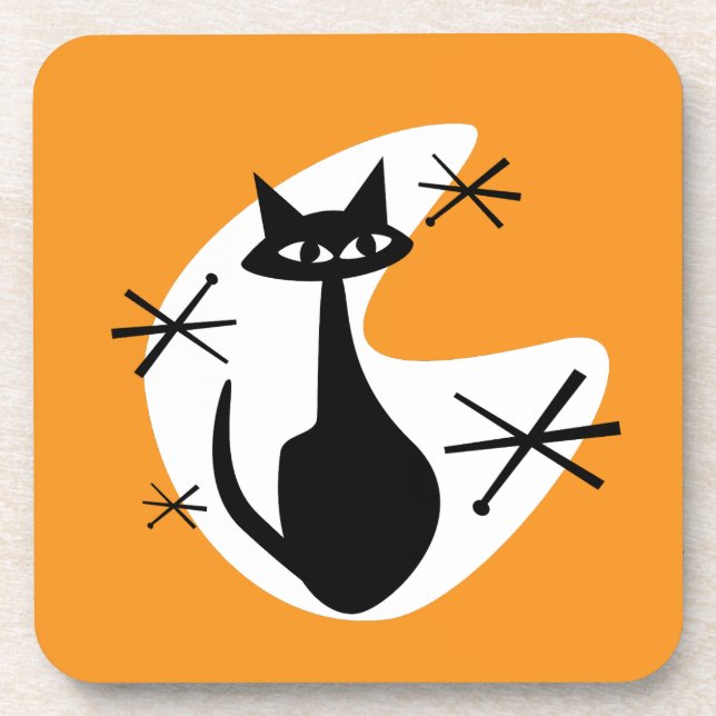 MCM Coasters Atomic Age Kitty Boomerang Starbursts (Front)