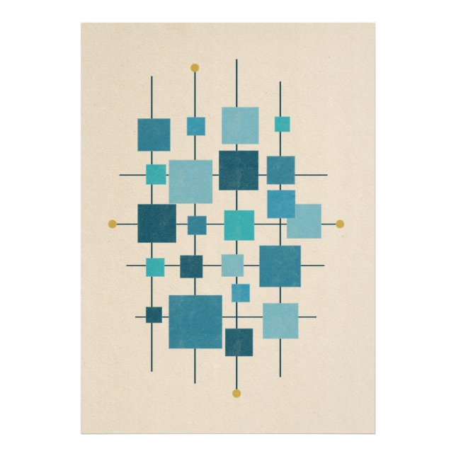 MCM Geometric Squares - blue Poster (Front)