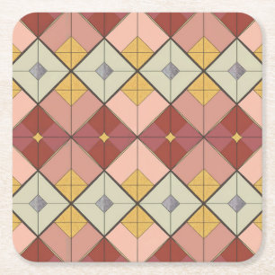  MCM Gold Pink Diamond Pattern Coaster Set