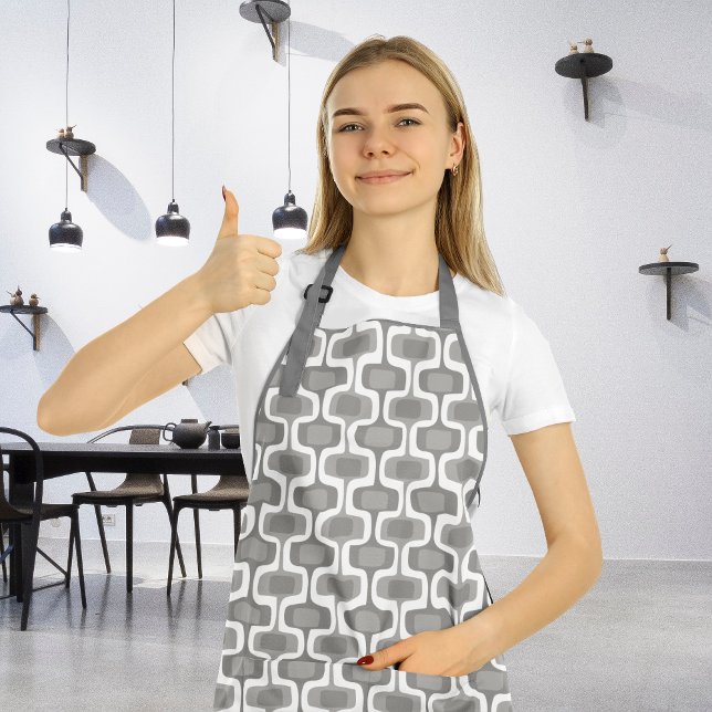 MCM Grey Tones Trendy Mid-Century Modern Pattern Apron (Creator Uploaded)