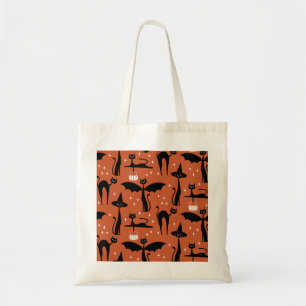 MCM Halloween Fancy Dress Minimalist Cats Orange Tote Bag