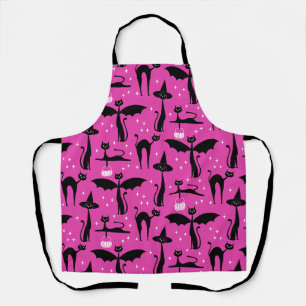 MCM Halloween Fancy Dress Minimalist Cats Pink Apron