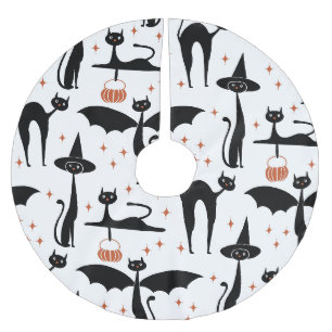 MCM Halloween Fancy Dress Minimalist Cats White Brushed Polyester Tree Skirt