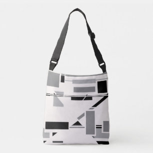 MCM Inspired Black Gray Shapes on Off-White Design Crossbody Bag
