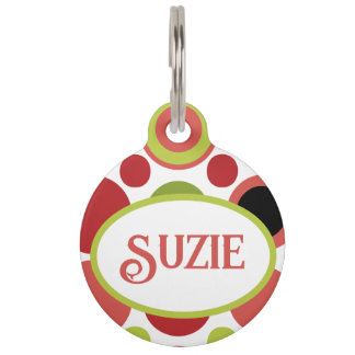 MCM Lime and Pink Bubble Pet Tag