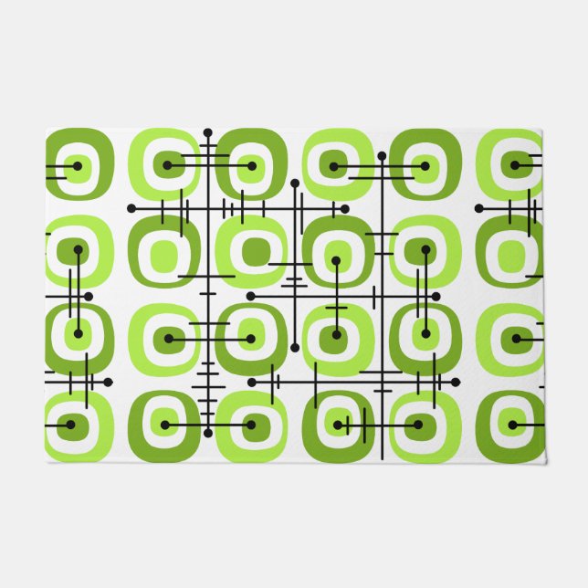 MCM Midcentury Abstract Pattern Chartreuse Doormat (Front)