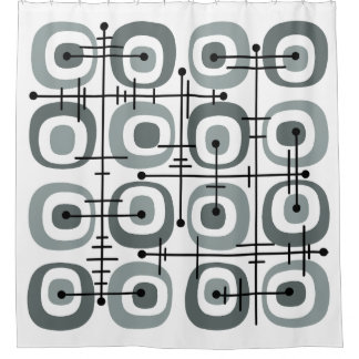 MCM Midcentury Abstract Pattern Grey Shower Curtain