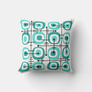 MCM Midcentury Abstract Pattern Turquoise Cushion