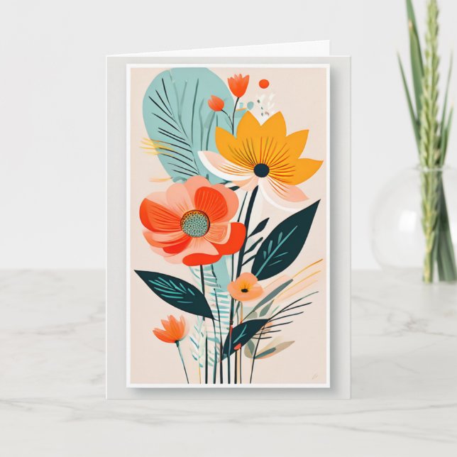 MCM Modern Art Bouquet Birthday Card (Front)