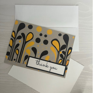 MCM Modern Painting Lollipops Grey Gold Black Thank You Card