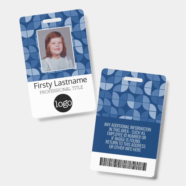 MCM Pattern - Employee Photo, Name, Bar Code, Logo ID Badge (Front & Back)