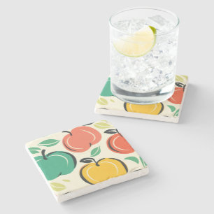 MCM Retro Apple Orchard Harvest  Stone Coaster