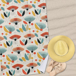 MCM Retro Botanical Pattern Beach Towel